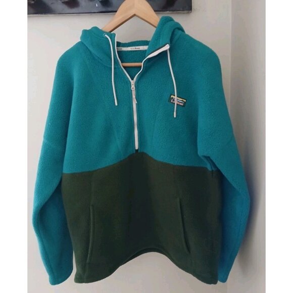 L.L Bean Katahdin Fleece Half-Zip Hoodie Colorblock - Picture 1 of 9